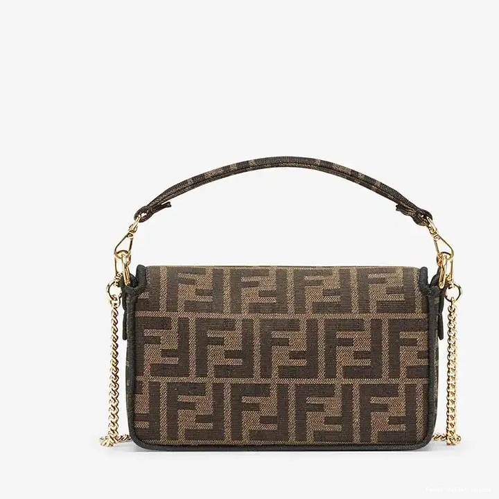 Affordable FF Fabric In Brown Baguette Mini Fendi Bag Motif 0618